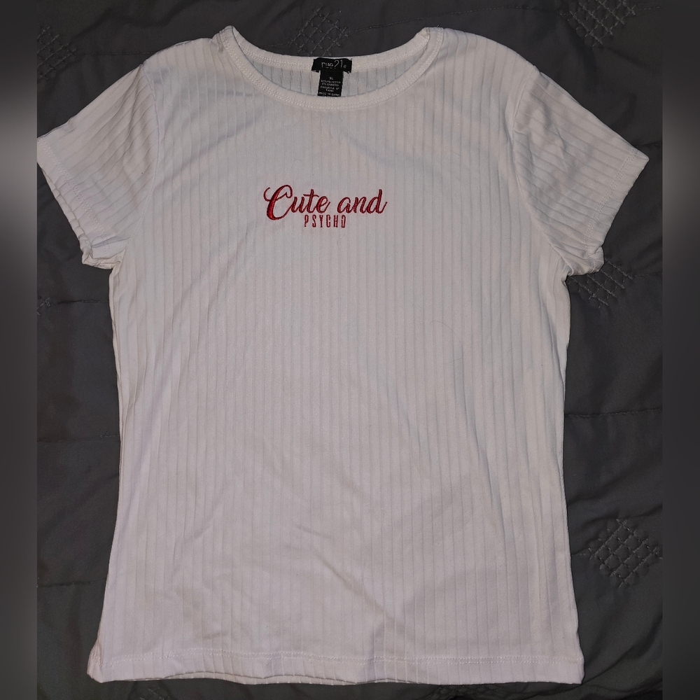 Cute and Pyscho, XL Rue21, White Babydoll T-Shirt